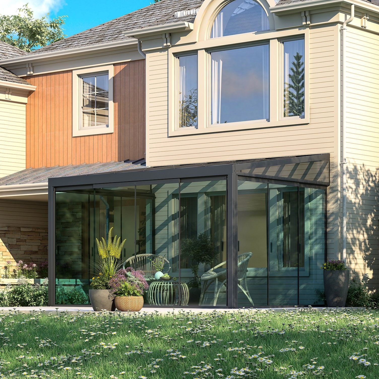 Veranda addossata con tetto in policarbonato - VIOLA