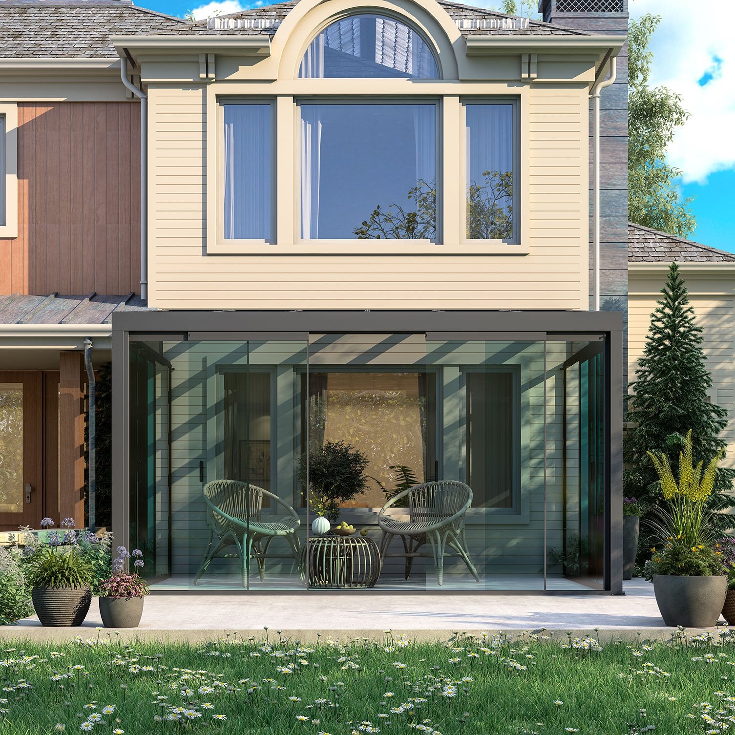 Veranda addossata con tetto in policarbonato - VIOLA