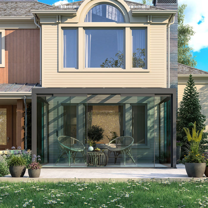 Veranda addossata con tetto in policarbonato - VIOLA