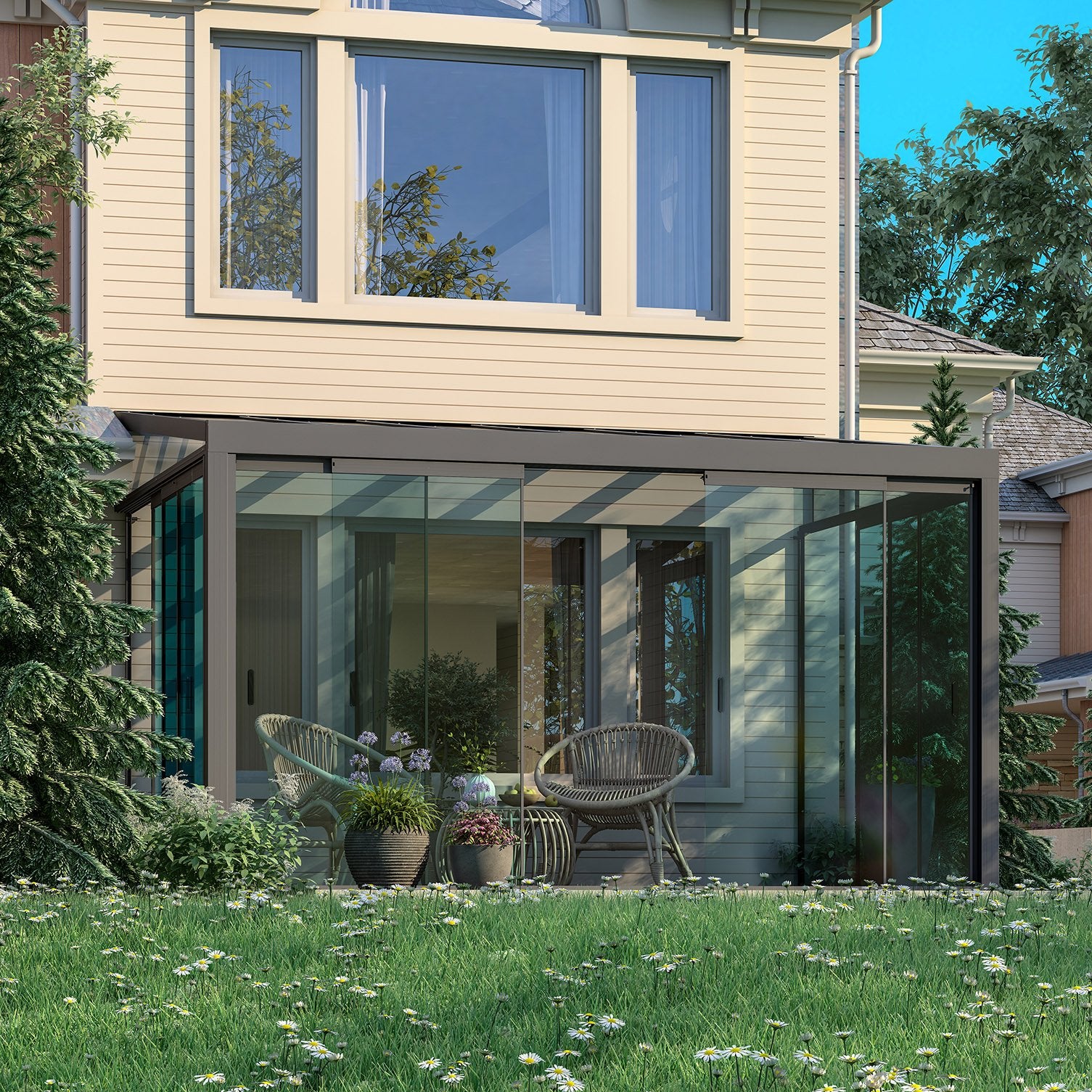 Veranda addossata con tetto in policarbonato - VIOLA