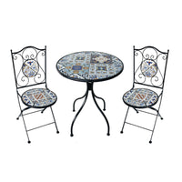 Set tavolo e sedie da giardino in acciaio e mosaico - HELENE