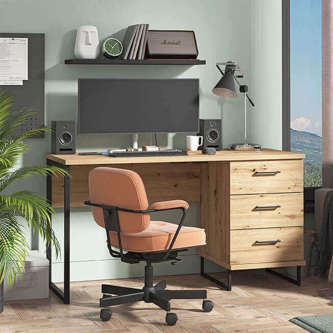 scrivania moderna con 3 cassetti cm 137 5x56x75 h - ZENWOOD