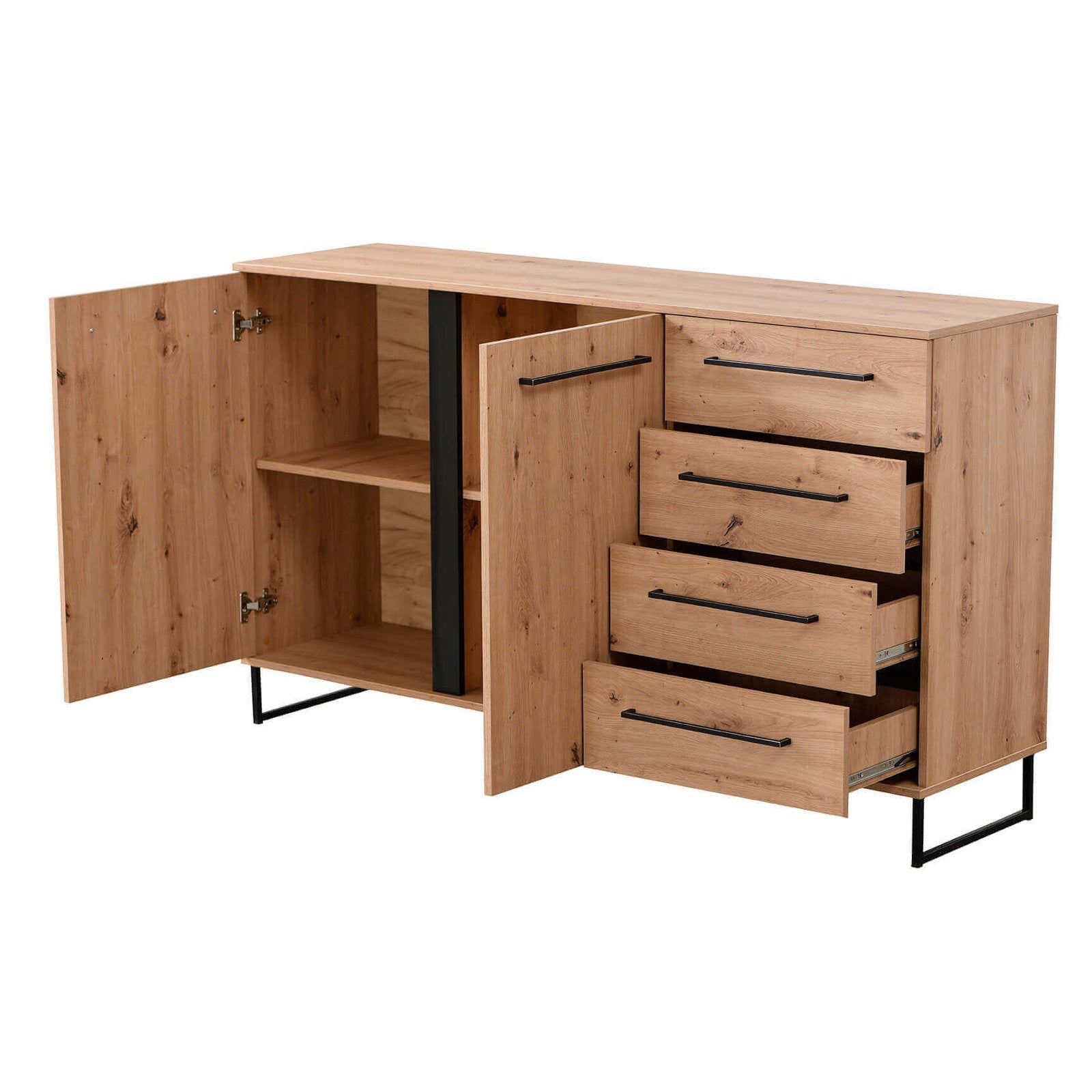 credenza con 2 ante e 4 cassetti cm 159x42x92 5 h - ZENWOOD