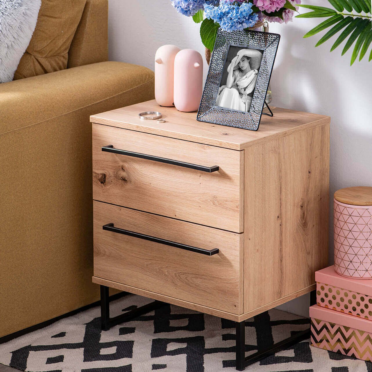 comodino moderno 2 cassetti cm 45 5x35x54 h - ZENWOOD