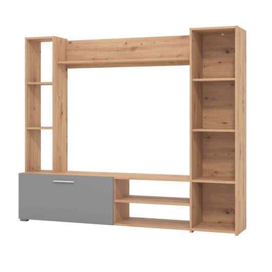 parete attrezzata soggiorno un anta moderna minimal in legno cm 185 5x35x155 5 h - KRASTY