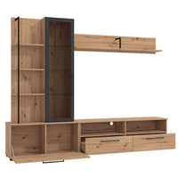parete attrezzata con anta vetrina e due cassetti moderna minimal in legno cm 229 5x35x182 5 h - GRACE