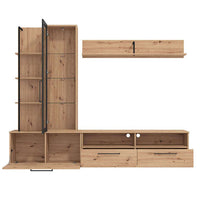 parete attrezzata con anta vetrina e due cassetti moderna minimal in legno cm 229 5x35x182 5 h - GRACE