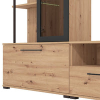 parete attrezzata con anta vetrina e due cassetti moderna minimal in legno cm 229 5x35x182 5 h - GRACE