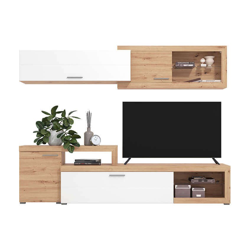 parete attrezzara quattro ante moderna minimal in legno cm 248 5x41 5x201 h - BUDDY