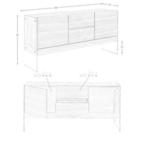Credenza in legno bianco e vetro temperato
