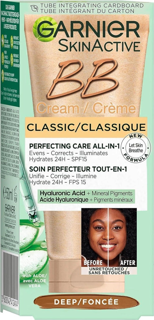 GARNIER BB CREAM PER PELLE UNIFORME E IDRATATA CON ACIDO IALURONICO ALOE E PIGMENTI MINERALI SPF 15-SCURA