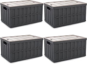 Set a 4 vie di contenitori da 64 litri con coperchio pieghevole - grigio