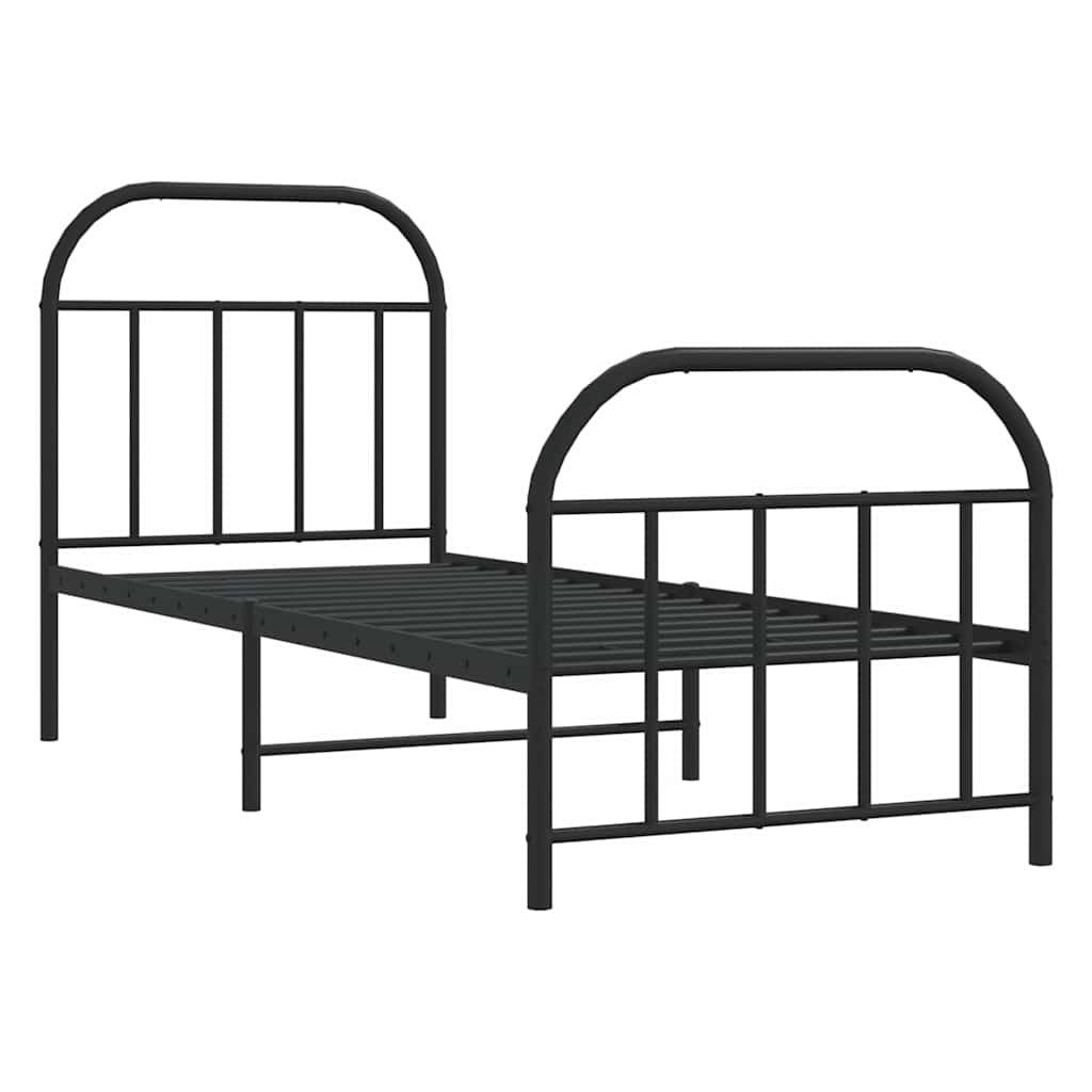 Giroletto con Testiera e Pediera Metallo Nero 75x190 cmcod mxl 105533