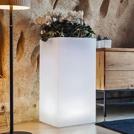 Vaso luminoso RGB con pannello solare cm 40x40x80 - KEVIN