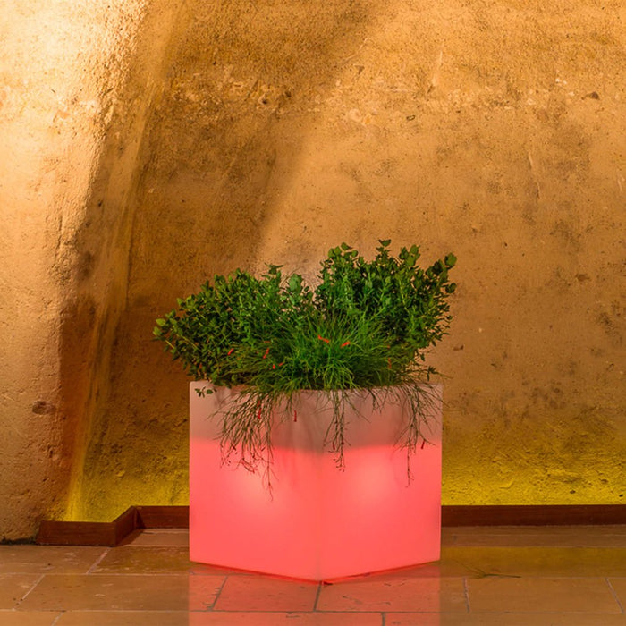 Vaso luminoso RGB con pannello solare cm 40x40x40 - KEVIN