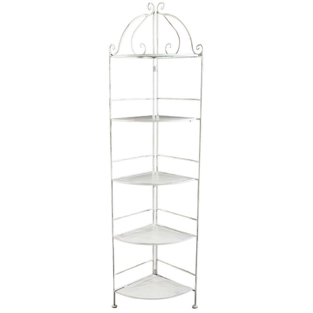 Scaffale 5 piani angolare stile provenzale verniciato in Acciaio cm 50x35x175 - ED