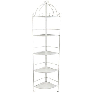 Scaffale 5 piani angolare stile provenzale verniciato in Acciaio cm 50x35x175 - ED