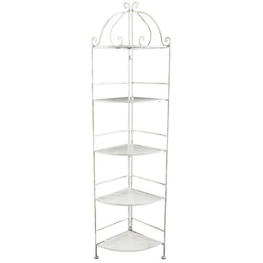 Scaffale 5 piani angolare stile provenzale verniciato in Acciaio cm 50x35x175 - ED