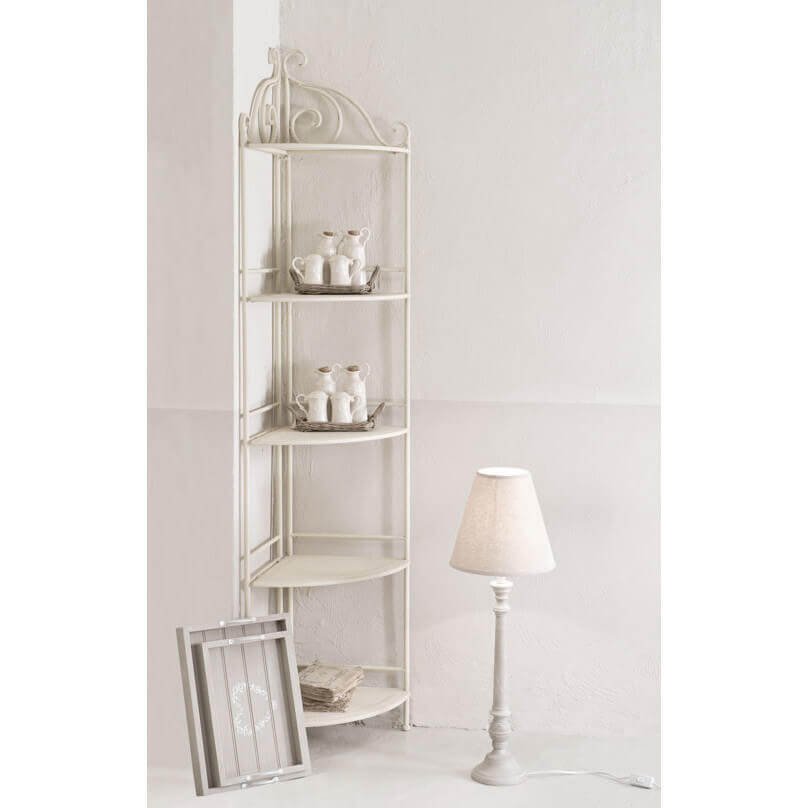 Scaffale 5 piani angolare stile provenzale verniciato in Acciaio cm 50x35x175 - ED
