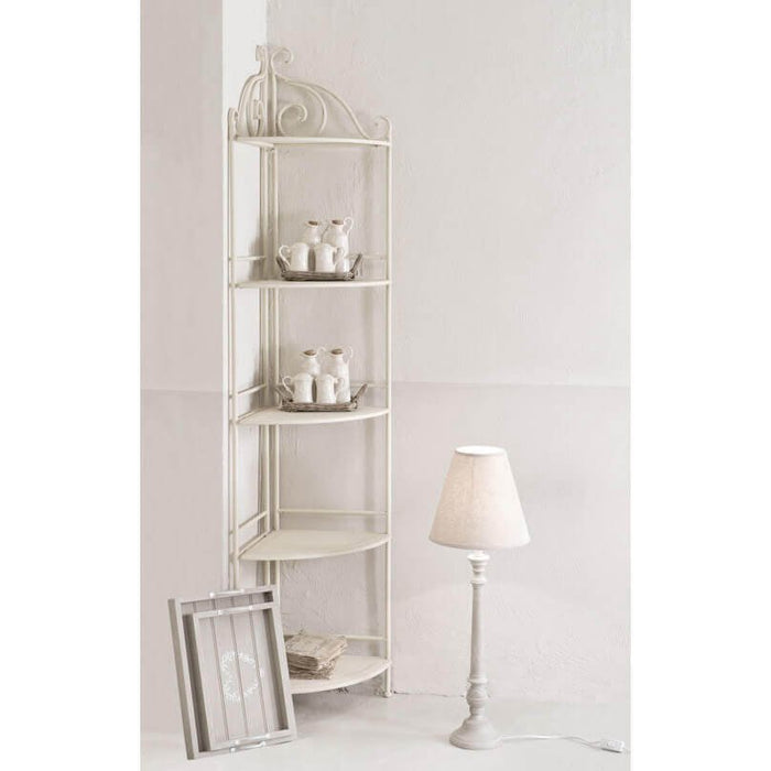 Scaffale 5 piani angolare stile provenzale verniciato in Acciaio cm 50x35x175 - ED