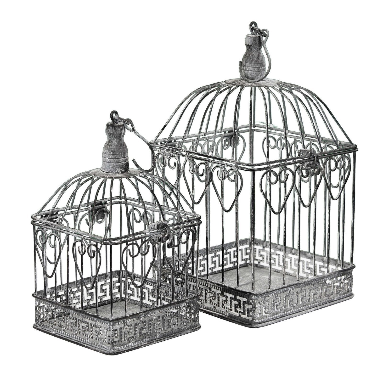 Set di 2 gabbie rettangolari bianco ossidato in Acciaio cm 18 5x19x42 - NARDI