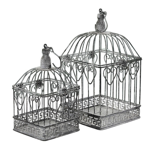 Set di 2 gabbie rettangolari bianco ossidato in Acciaio cm 18 5x19x42 - NARDI