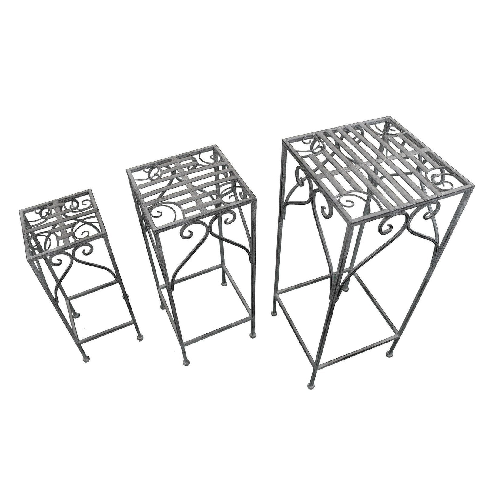 Set di 3 fioriere bianco ossidato in Acciaio cm 30x30x72 - NARDI