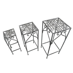 Set di 3 fioriere bianco ossidato in Acciaio cm 30x30x72 - NARDI