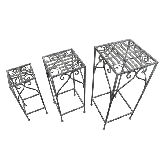 Set di 3 fioriere bianco ossidato in Acciaio cm 30x30x72 - NARDI