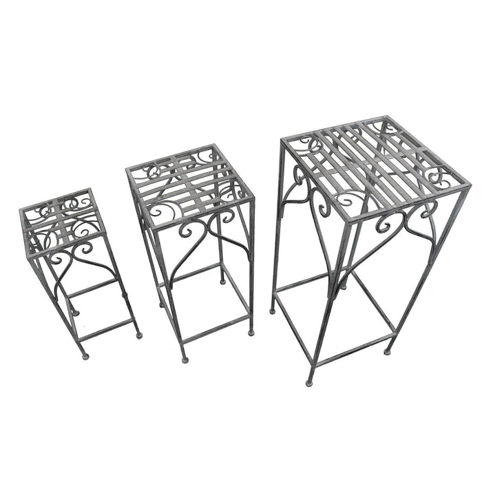 Set di 3 fioriere bianco ossidato in Acciaio cm 30x30x72 - NARDI