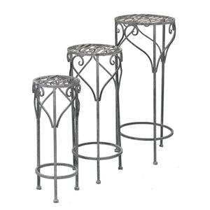 Set di 3 fioriere bianco ossidato in Acciaio cm 32x32x72 - NARDI