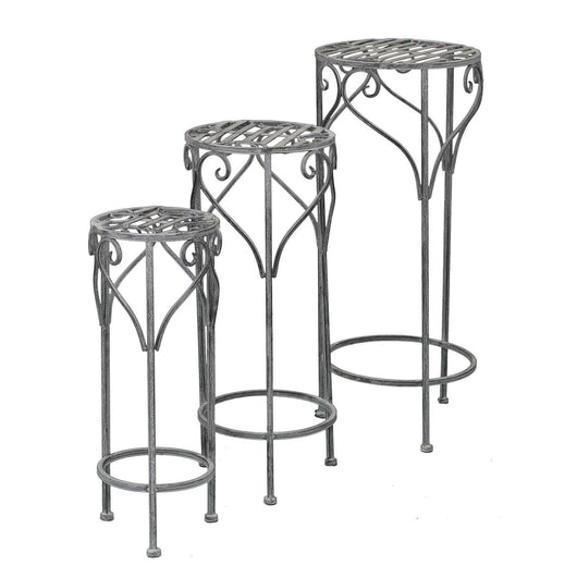 Set di 3 fioriere bianco ossidato in Acciaio cm 32x32x72 - NARDI