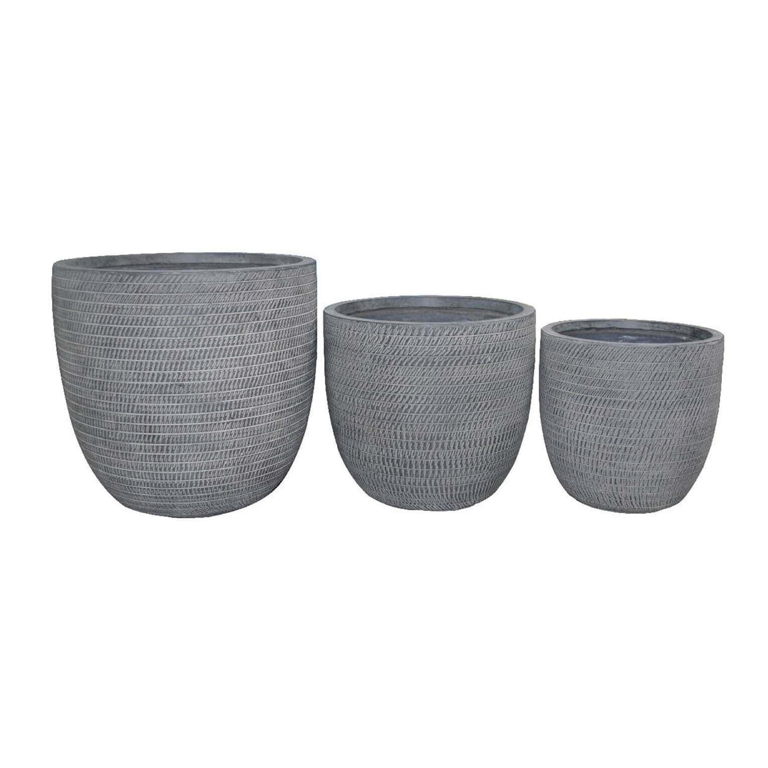 Set di 3 vasi in Fibra di argilla cm 45x45x43 - LEN