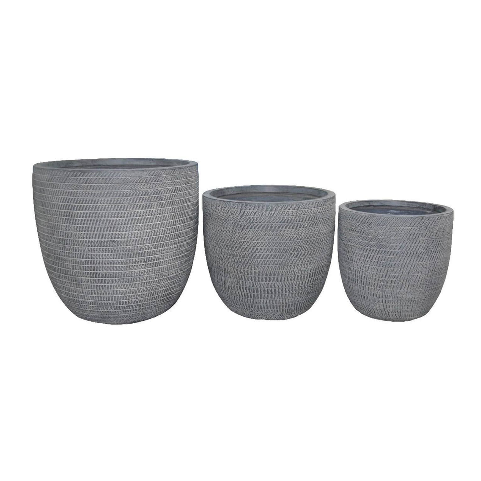 Set di 3 vasi in Fibra di argilla cm 45x45x43 - LEN