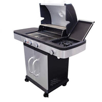 Barbecue a gas Inox 3 fuochi + 1 in Acciaio cm 122x57x112 - ANGUS