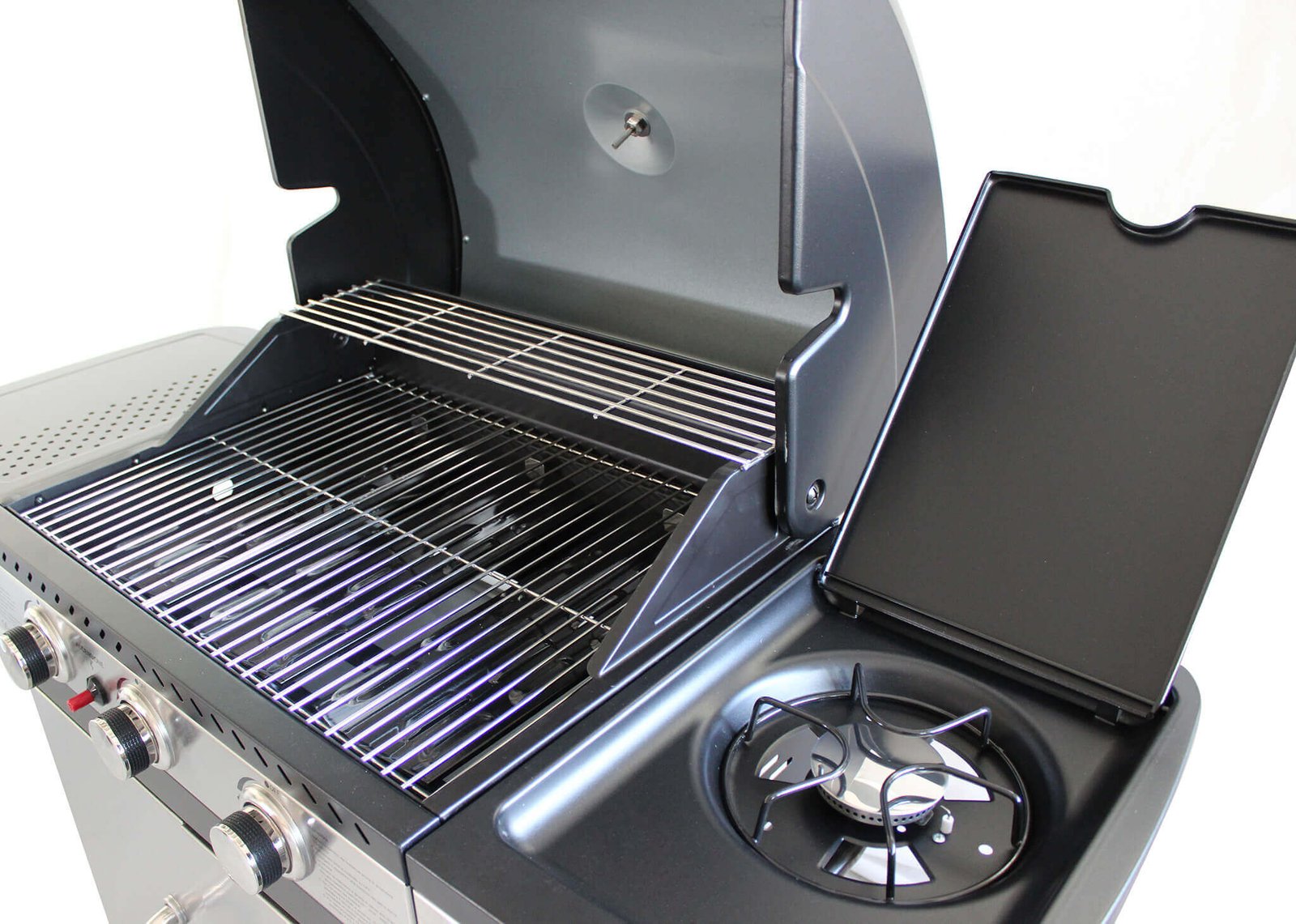 Barbecue a gas Inox 3 fuochi + 1 in Acciaio cm 122x57x112 - ANGUS