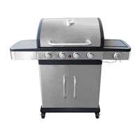 Barbecue a gas Inox 4 fuochi + 1 in Acciaio cm 133x57x112 - ANGUS