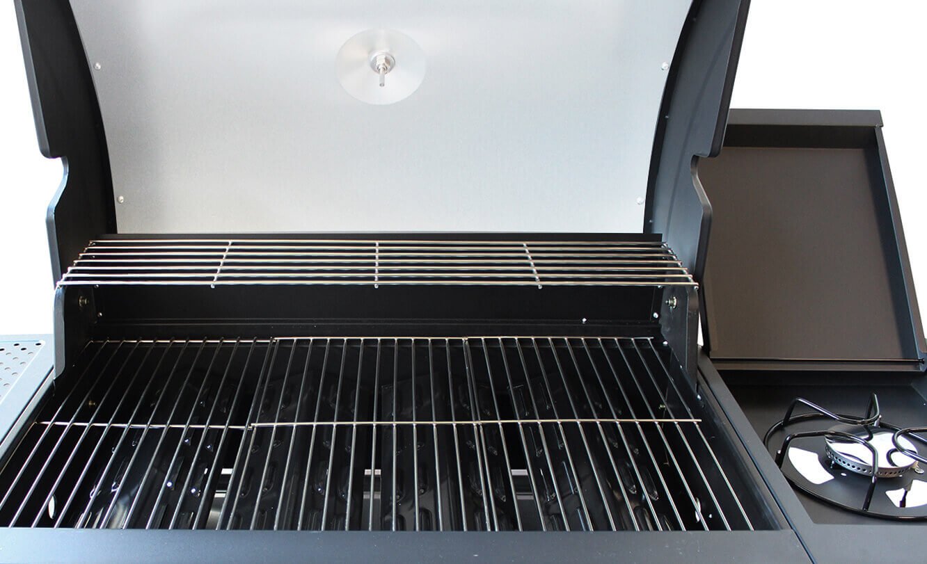 Barbecue a gas Inox 4 fuochi + 1 in Acciaio cm 133x57x112 - ANGUS