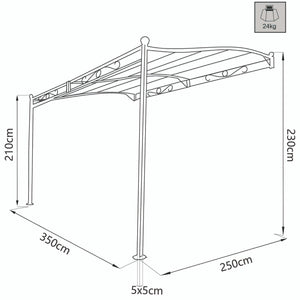 Pergola da Giardino addossata 3 5x2 5 in acciaio poliestere - MERLIN