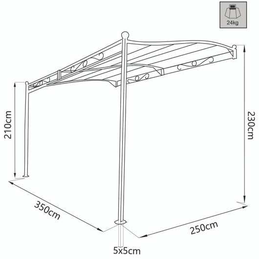 Pergola da Giardino addossata 3 5x2 5 in acciaio poliestere - MERLIN