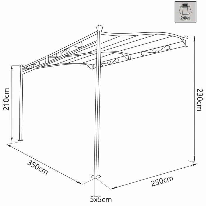 Pergola da Giardino addossata 3 5x2 5 in acciaio poliestere - MERLIN