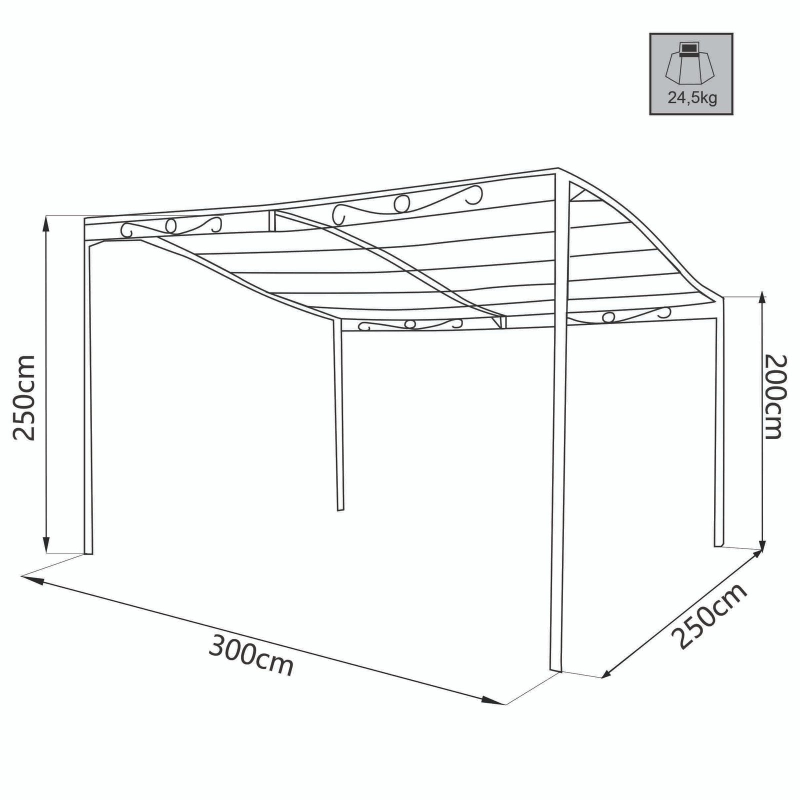 Pergola da Giardino addossata 3x2 5 in acciaio poliestere - BILL
