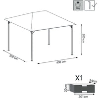 Gazebo da Giardino 3x4 con pareti laterali in acciaio poliestere - LOUIE