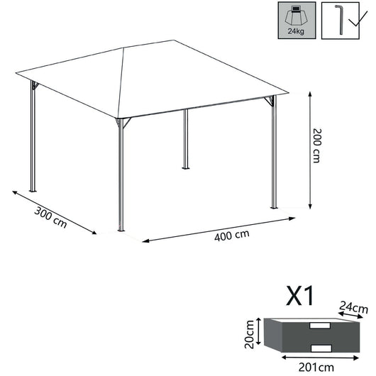 Gazebo da Giardino 3x4 con pareti laterali in acciaio poliestere - LOUIE