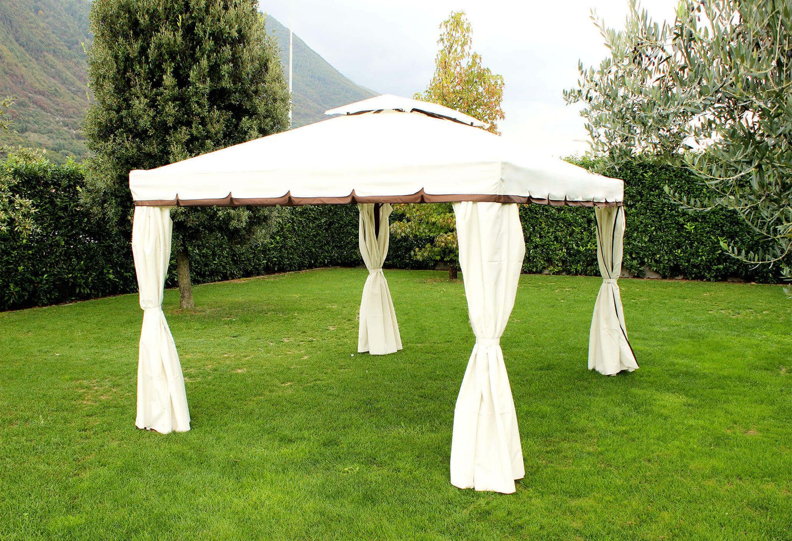 Gazebo da Giardino 3x3 con pareti laterali in alluminio poliestere - GRANT
