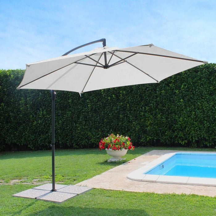 Ombrellone da Giardino Rotondo 3 decentrato in acciaio - NILO