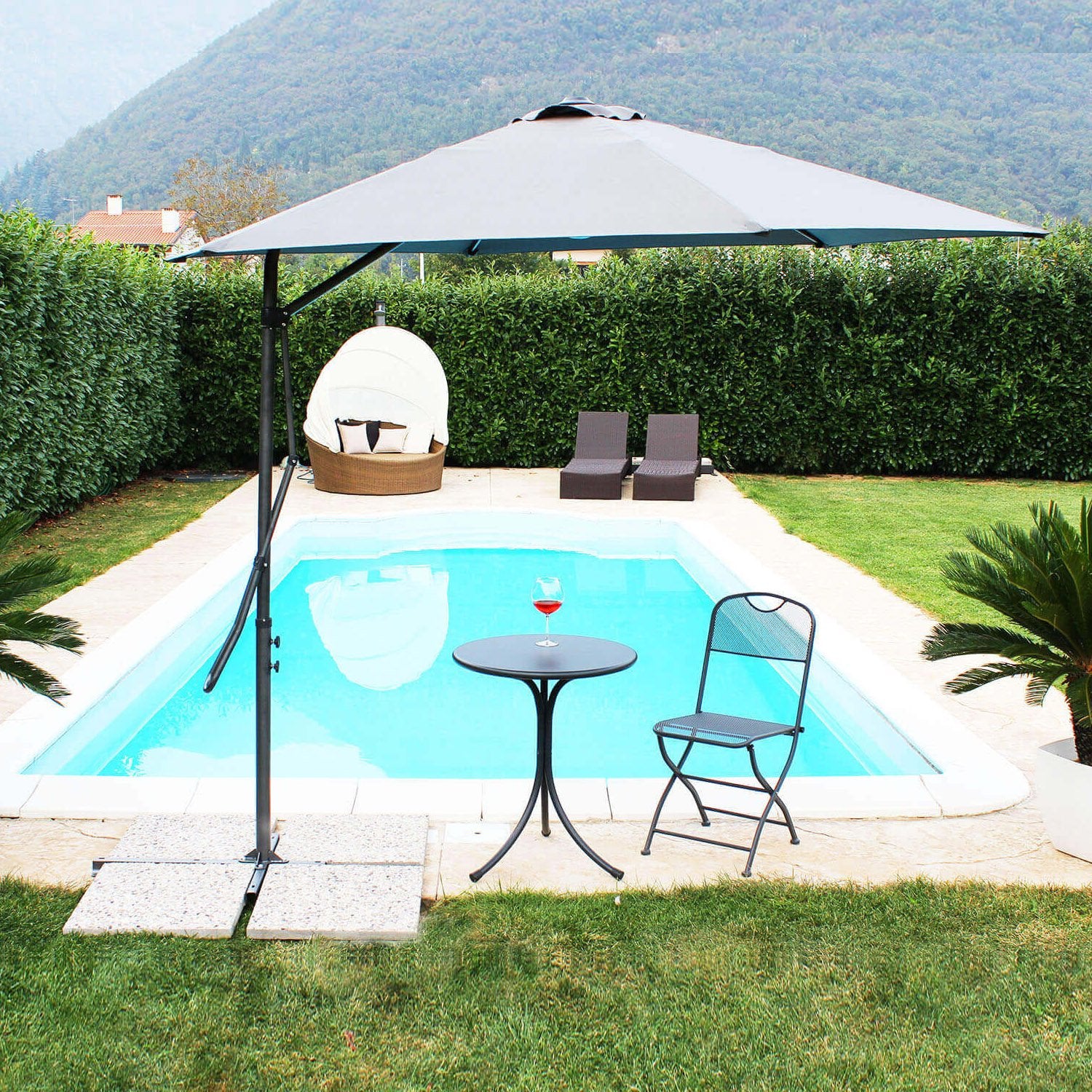 Ombrellone da Giardino Rotondo 3 decentrato in acciaio - MUSON