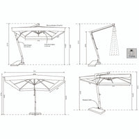 Ombrellone da Giardino decentrato 3x3 in legno - BRENTA