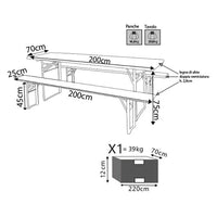 Set Birreria Tavolo con Panche cm 200x70 - SETBREWERY