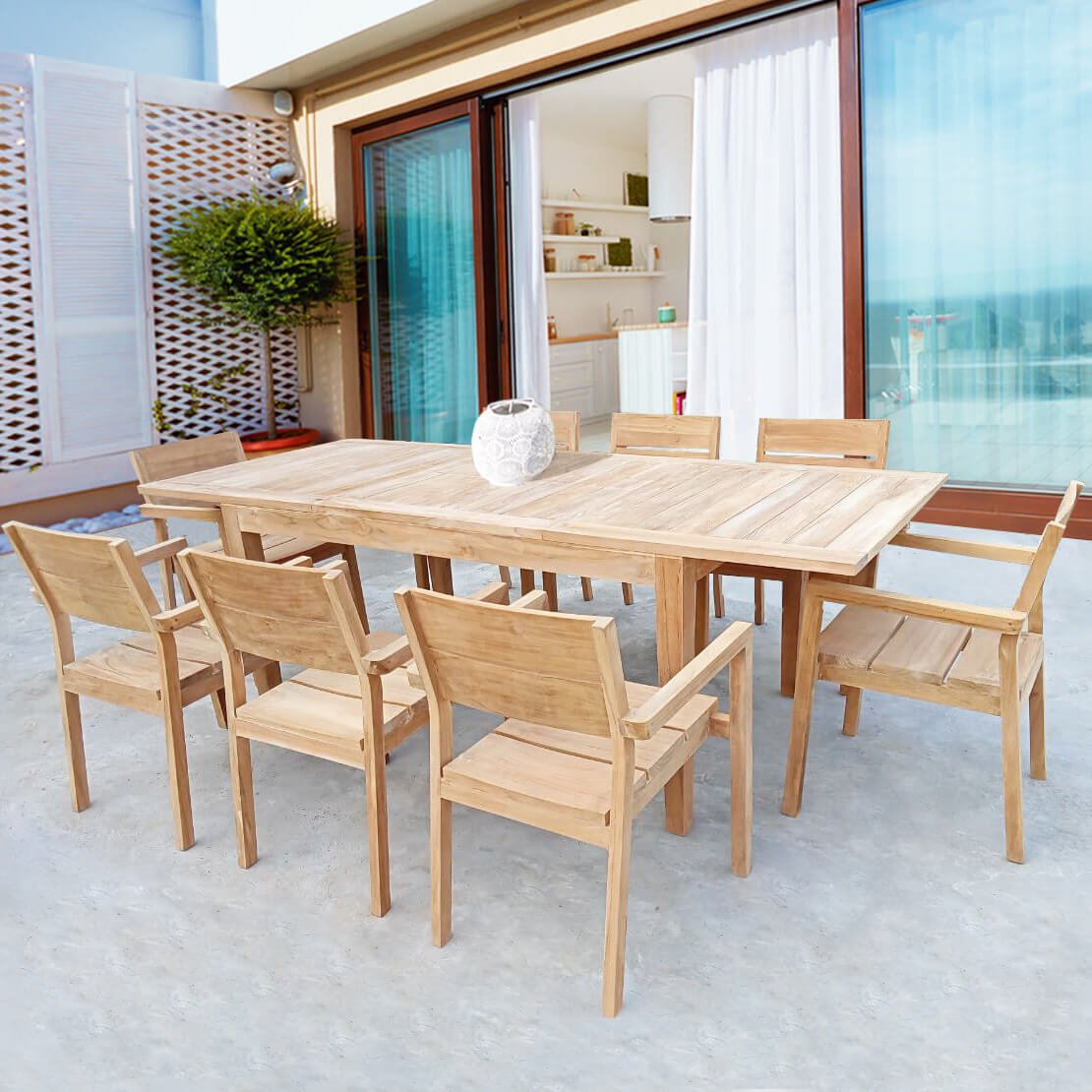Tavolo da Giardino in Teak Allungabile cm 220/300x100 - POLDIE